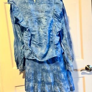 Blue Ruffled Women's Dress